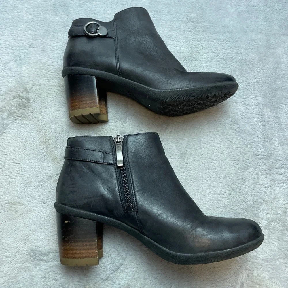 Dansko Womens Perry Leather Ankle Booties Size 36/5.5-6 Black Nubuck Side Zip